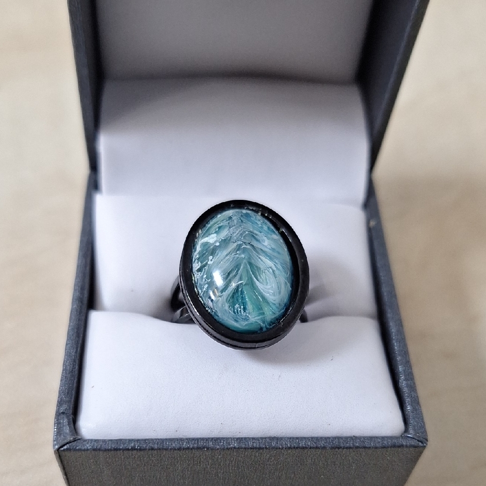 Handmade Epoxy Resin Ring With Adjustable Band